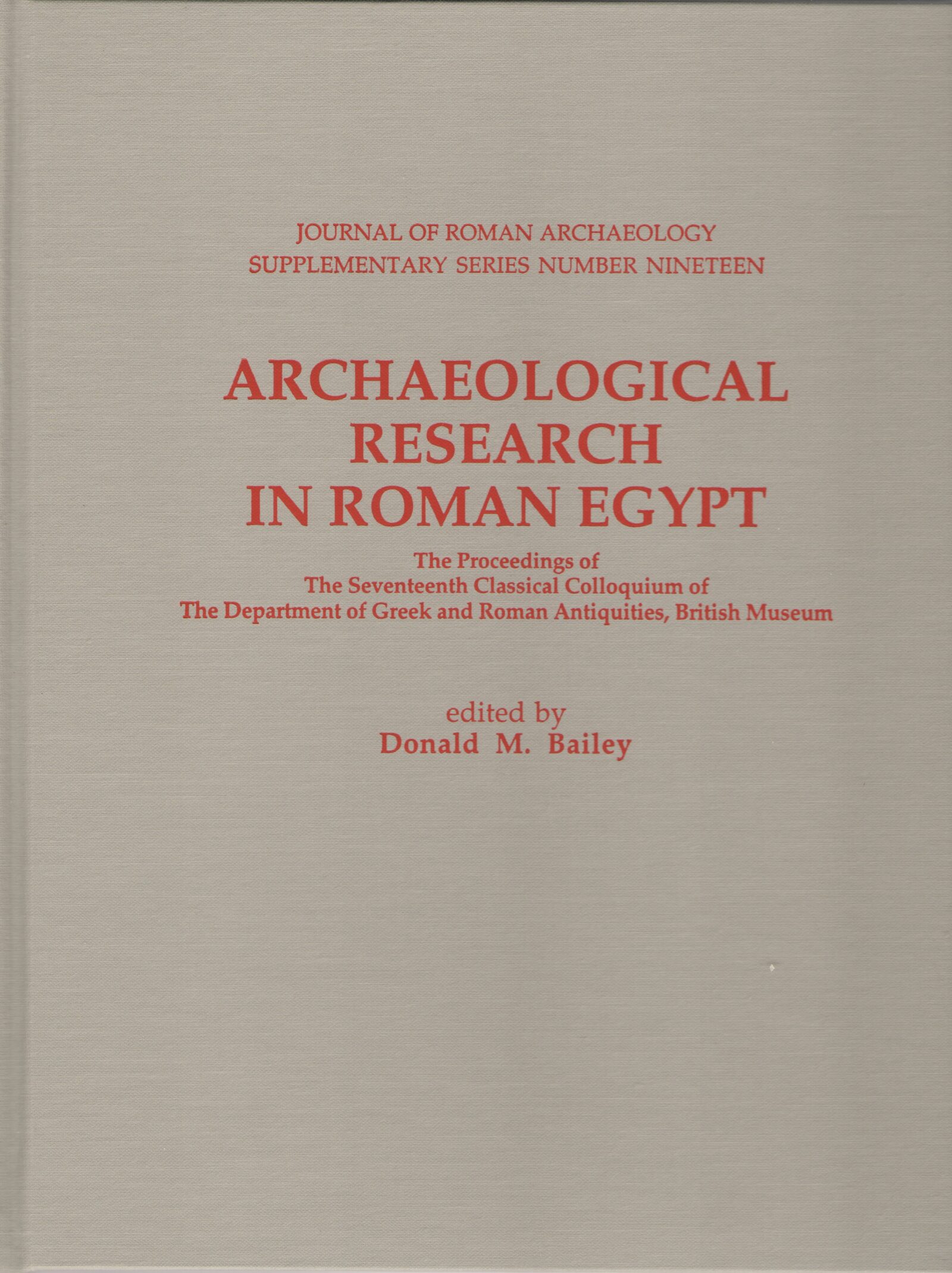 Supplement 19 Journal of Roman Archaeology